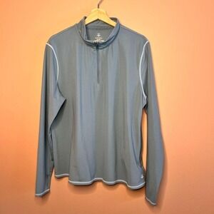 Soybu Womens XXL Quarter Zip Pullover Gray Blue Athletic Thumbhole Mock Neck Top